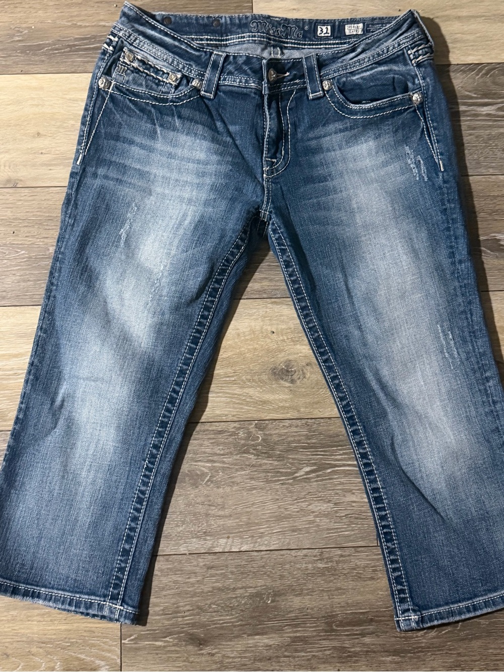 Miss Me Women's Blue Washed Crop Capri Denim Jeans size 31